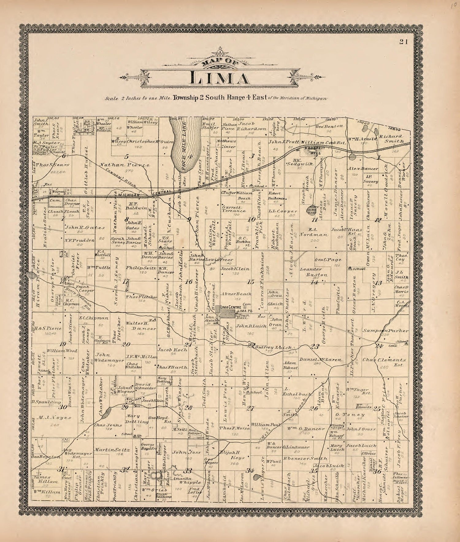 This old map of Map of Lima from Standard Atlas of Washtenaw County, Michigan from 1895 was created by  Geo. A. Ogle &amp; Co in 1895