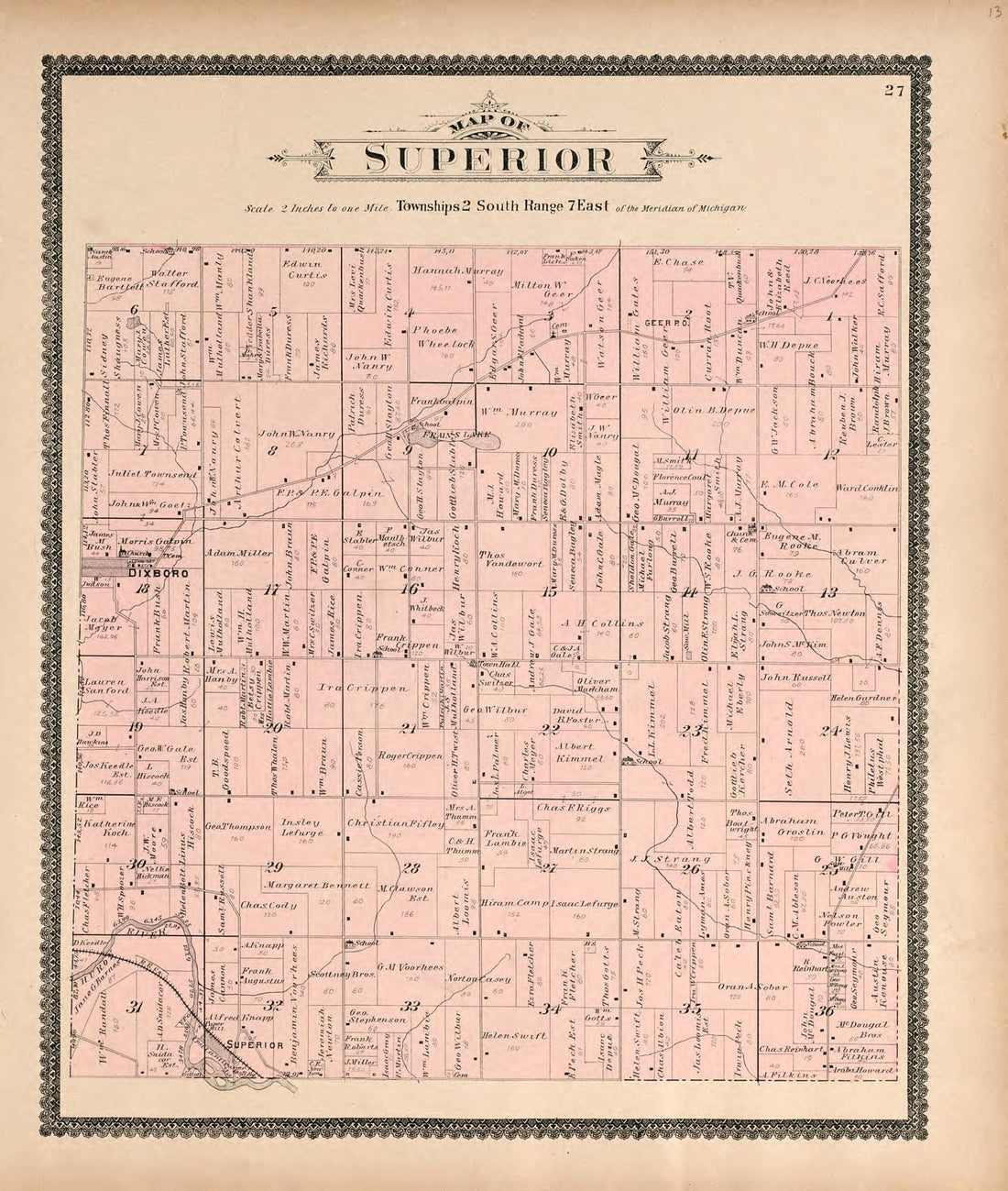 This old map of Map of Superior from Standard Atlas of Washtenaw County, Michigan from 1895 was created by  Geo. A. Ogle &amp; Co in 1895
