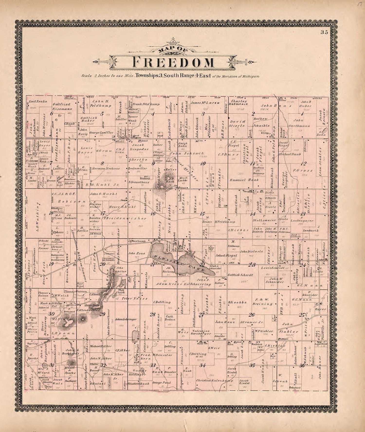 This old map of Map of Freedom from Standard Atlas of Washtenaw County, Michigan from 1895 was created by  Geo. A. Ogle &amp; Co in 1895