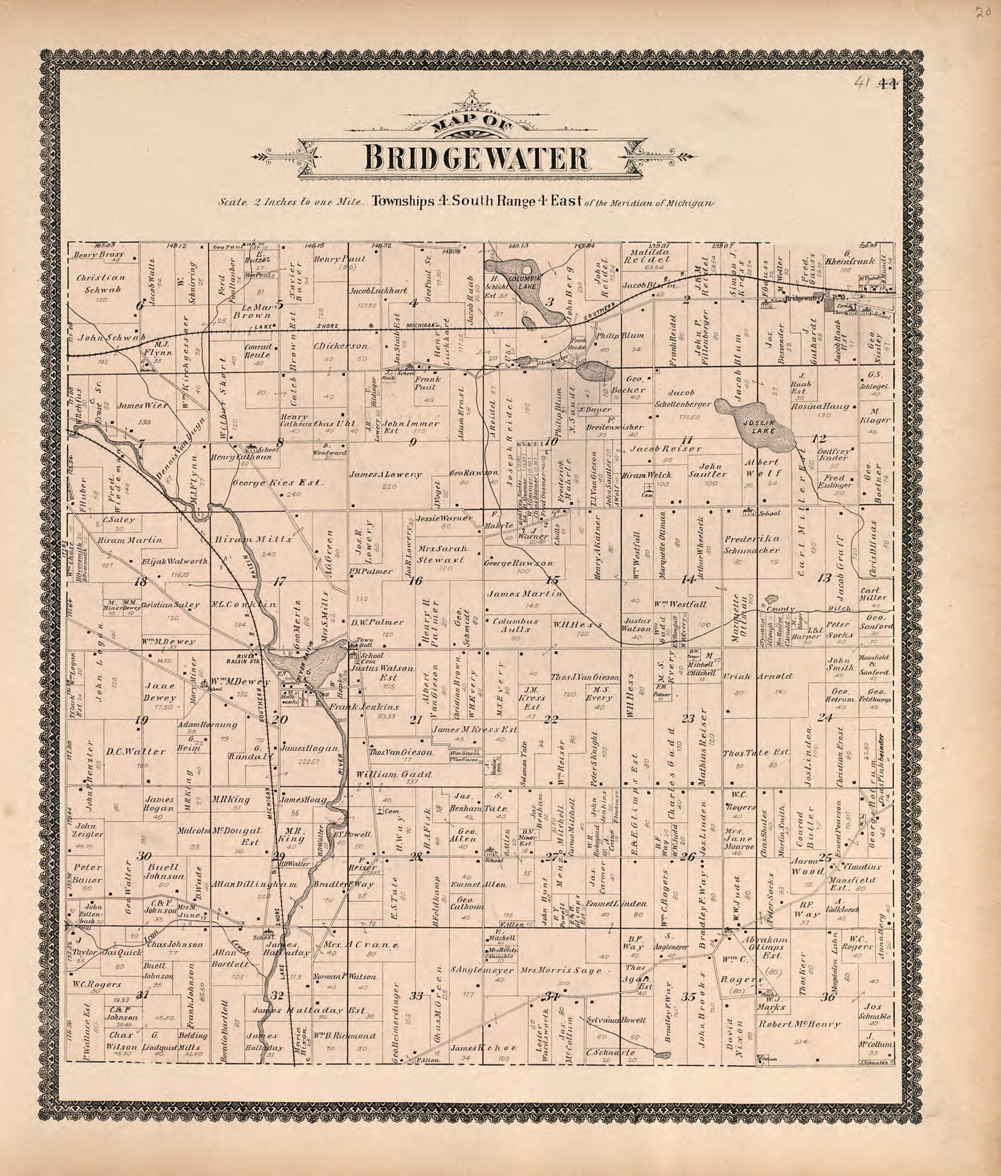 This old map of Map of Bridgewater from Standard Atlas of Washtenaw County, Michigan from 1895 was created by  Geo. A. Ogle &amp; Co in 1895