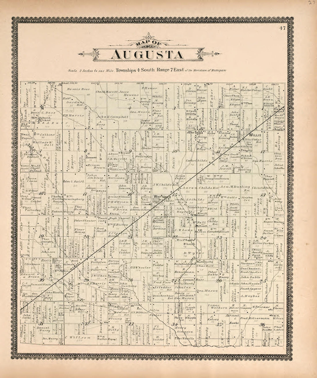 This old map of Map of Augusta from Standard Atlas of Washtenaw County, Michigan from 1895 was created by  Geo. A. Ogle &amp; Co in 1895