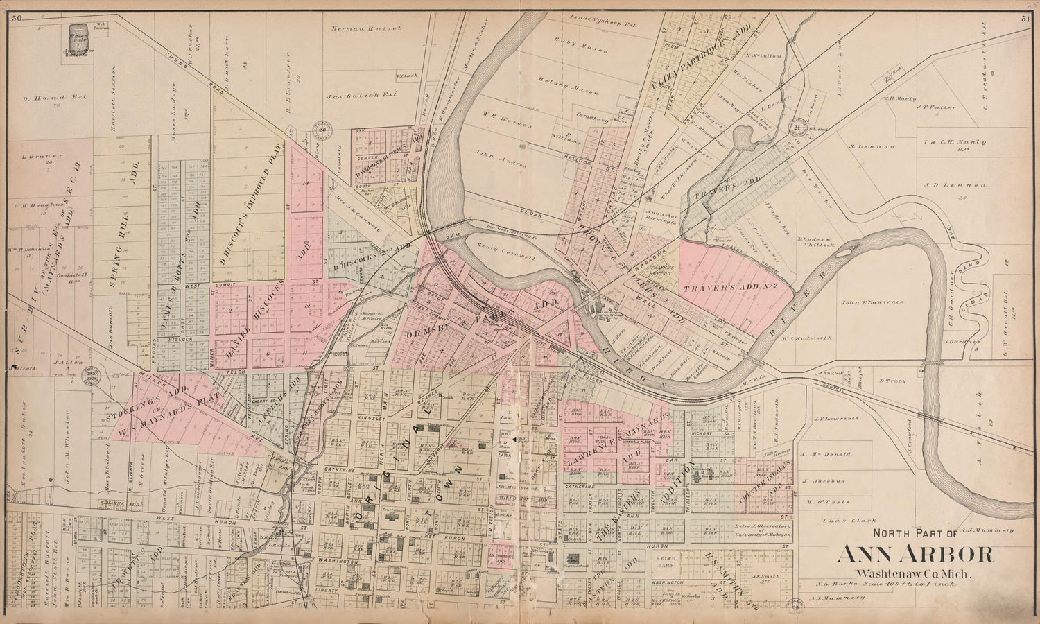 This old map of North Part of Ann Arbor, Washtenaw Co., Michigan from Standard Atlas of Washtenaw County, Michigan from 1895 was created by  Geo. A. Ogle &amp; Co in 1895