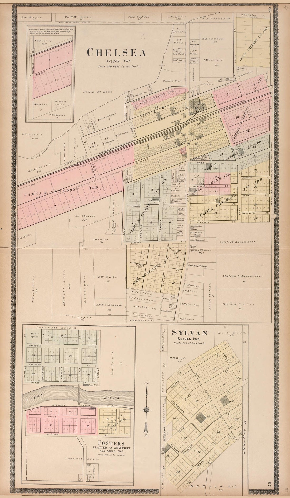 This old map of Chelsea; Fosters; Silvan from Standard Atlas of Washtenaw County, Michigan from 1895 was created by  Geo. A. Ogle &amp; Co in 1895