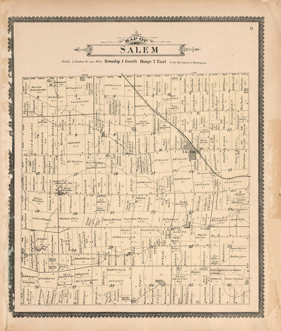 This old map of Map of Salem from Standard Atlas of Washtenaw County, Michigan from 1895 was created by  Geo. A. Ogle &amp; Co in 1895