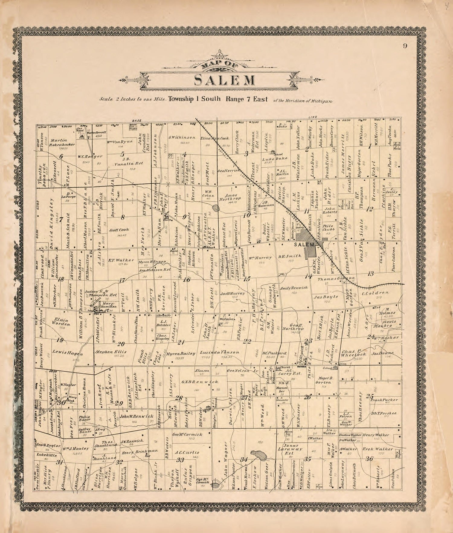 This old map of Map of Salem from Standard Atlas of Washtenaw County, Michigan from 1895 was created by  Geo. A. Ogle &amp; Co in 1895