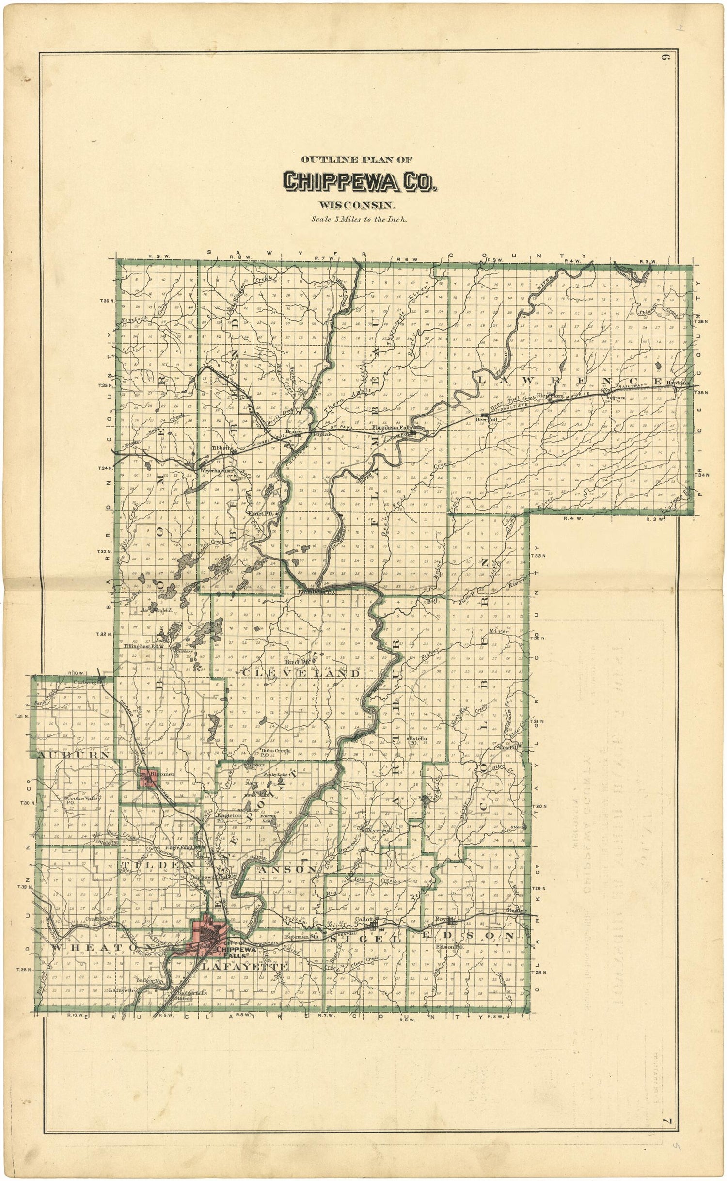 This old map of Outline Plan of Chippewa County, Wisconsin from Plat Book of Chippewa County, Wisconsin from 1888 was created by C. M. (Charles M.) Foote in 1888