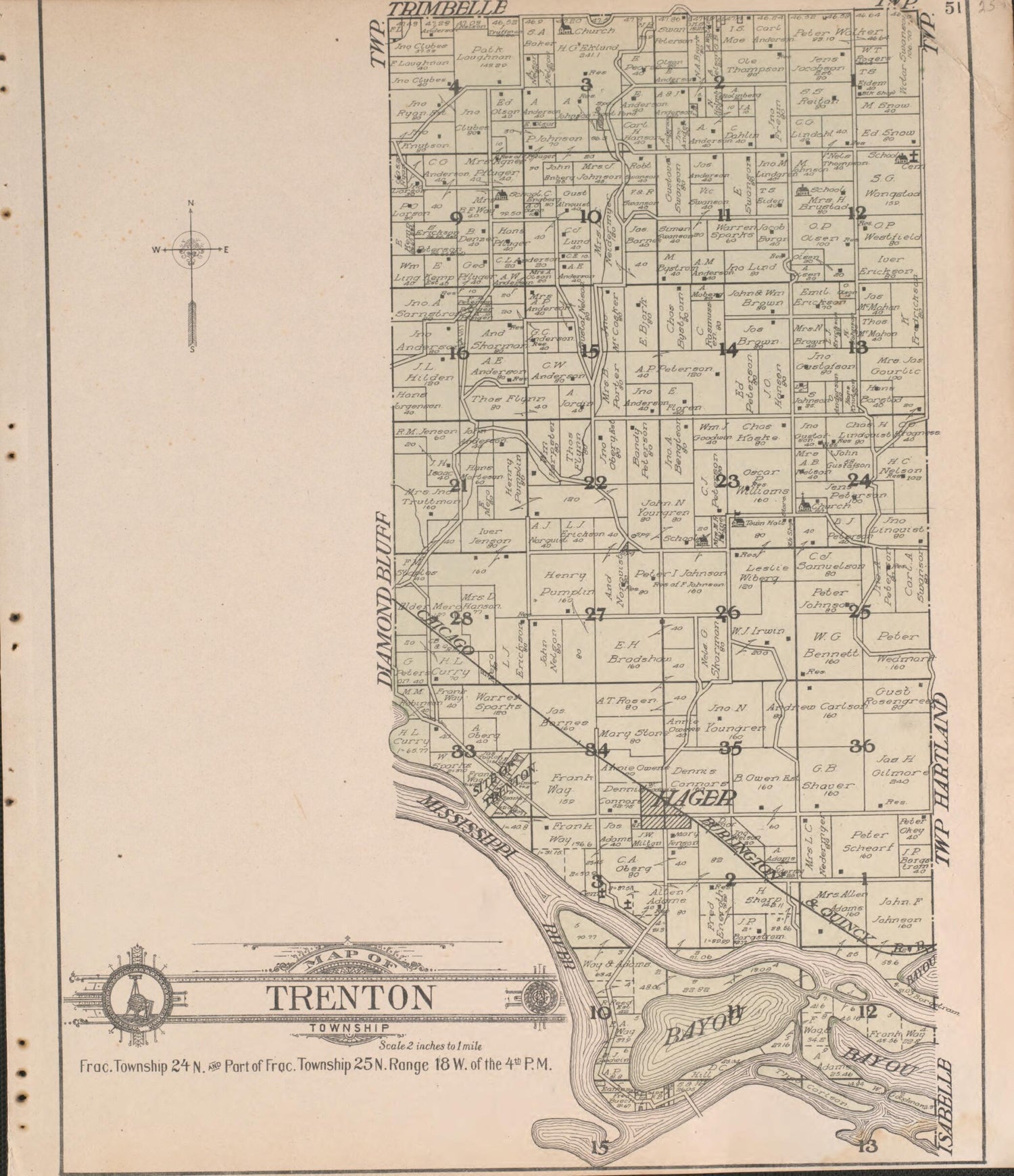 This old map of Trenton from Standard Atlas of Pierce County, Wisconsin from 1908 was created by  Geo. A. Ogle &amp; Co in 1908