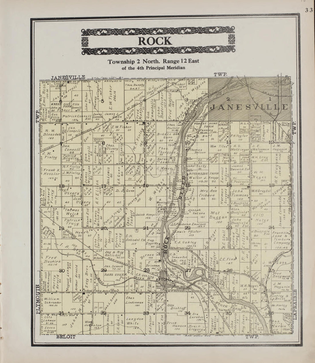 This old map of Rock from Standard Atlas of Rock County, Wisconsin from 1917 was created by  Hennessey &amp; Co in 1917