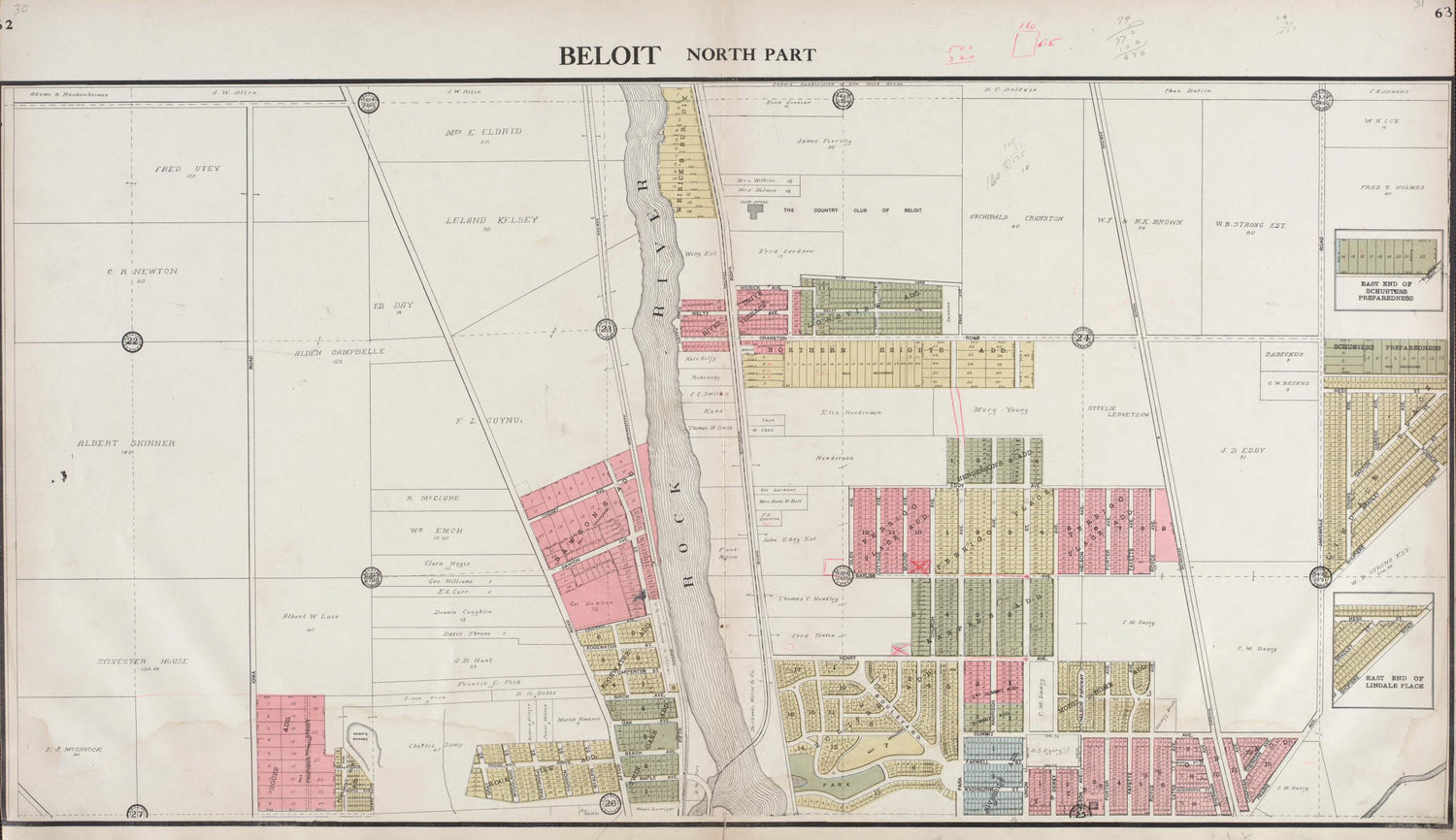 This old map of Beloit - North Part from Standard Atlas of Rock County, Wisconsin from 1917 was created by  Hennessey &amp; Co in 1917