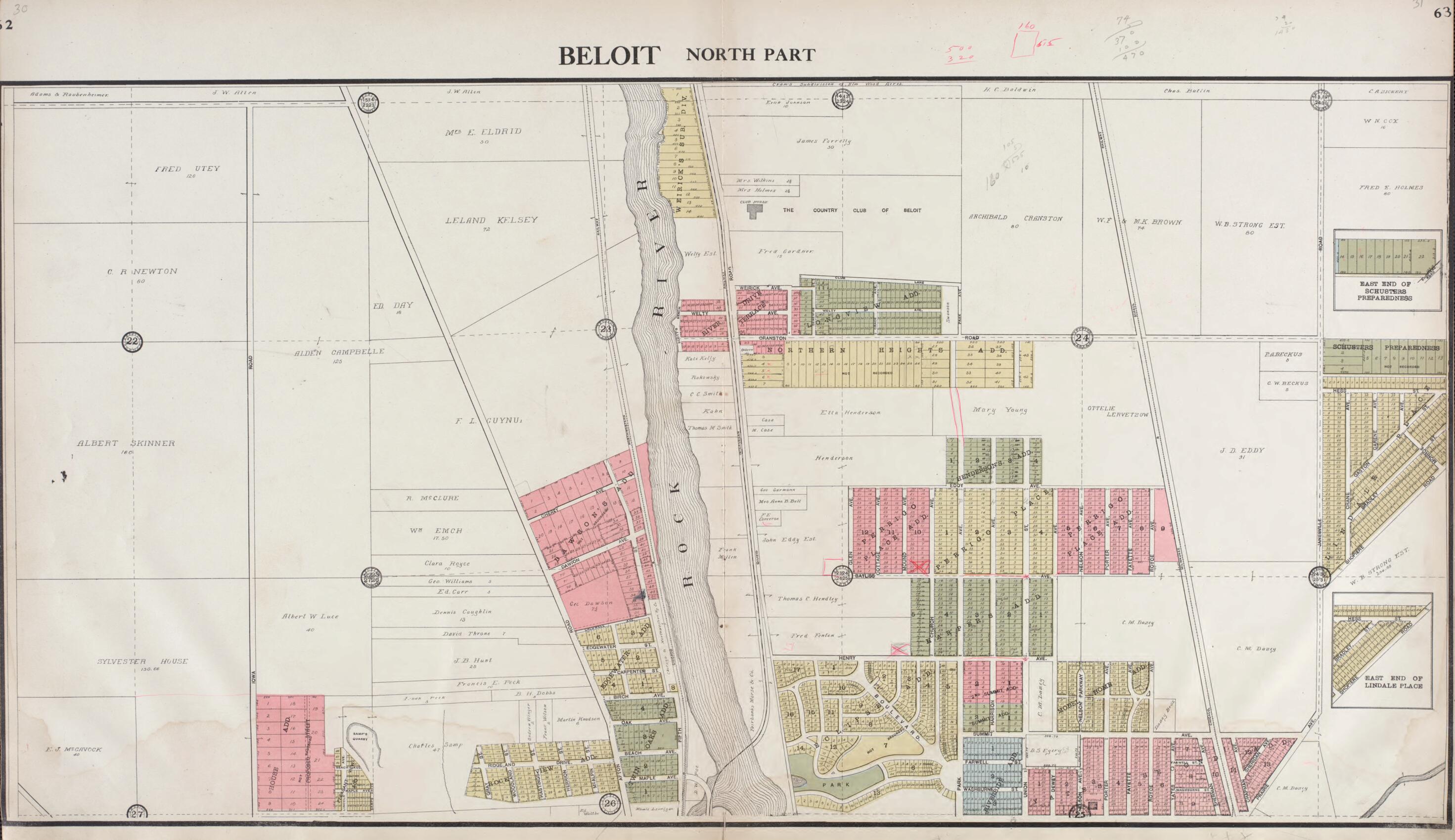 This old map of Beloit - North Part from Standard Atlas of Rock County, Wisconsin from 1917 was created by  Hennessey &amp; Co in 1917