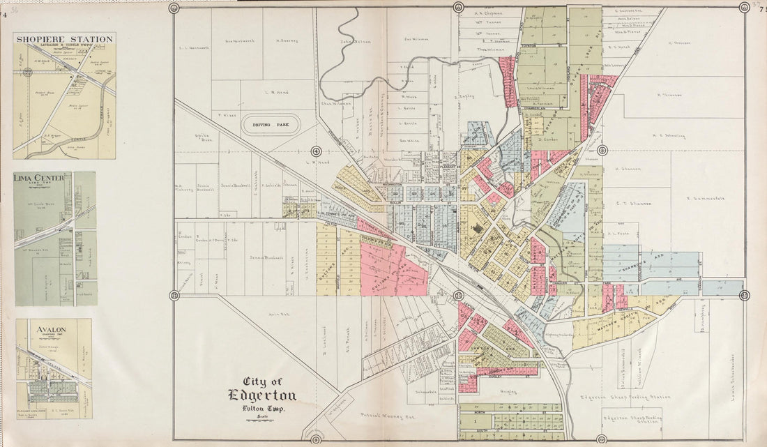 This old map of Shopiere Station - Lima Center - Avalon - City of Edgerton from Standard Atlas of Rock County, Wisconsin from 1917 was created by  Hennessey &amp; Co in 1917