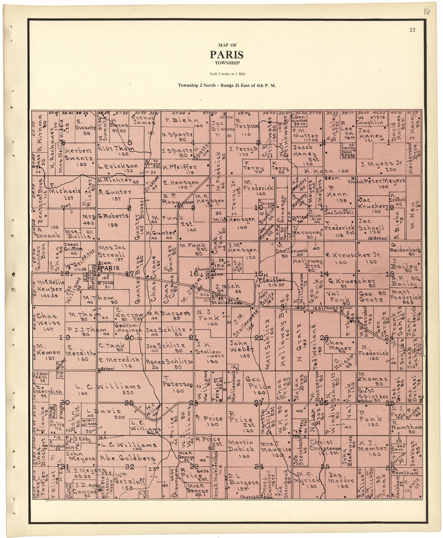 This old map of Map of Paris Township from Plat Book of Racine and Kenosha Counties, Wisconsin from 1924 was created by  Western Printing and Lithographing Company in 1924