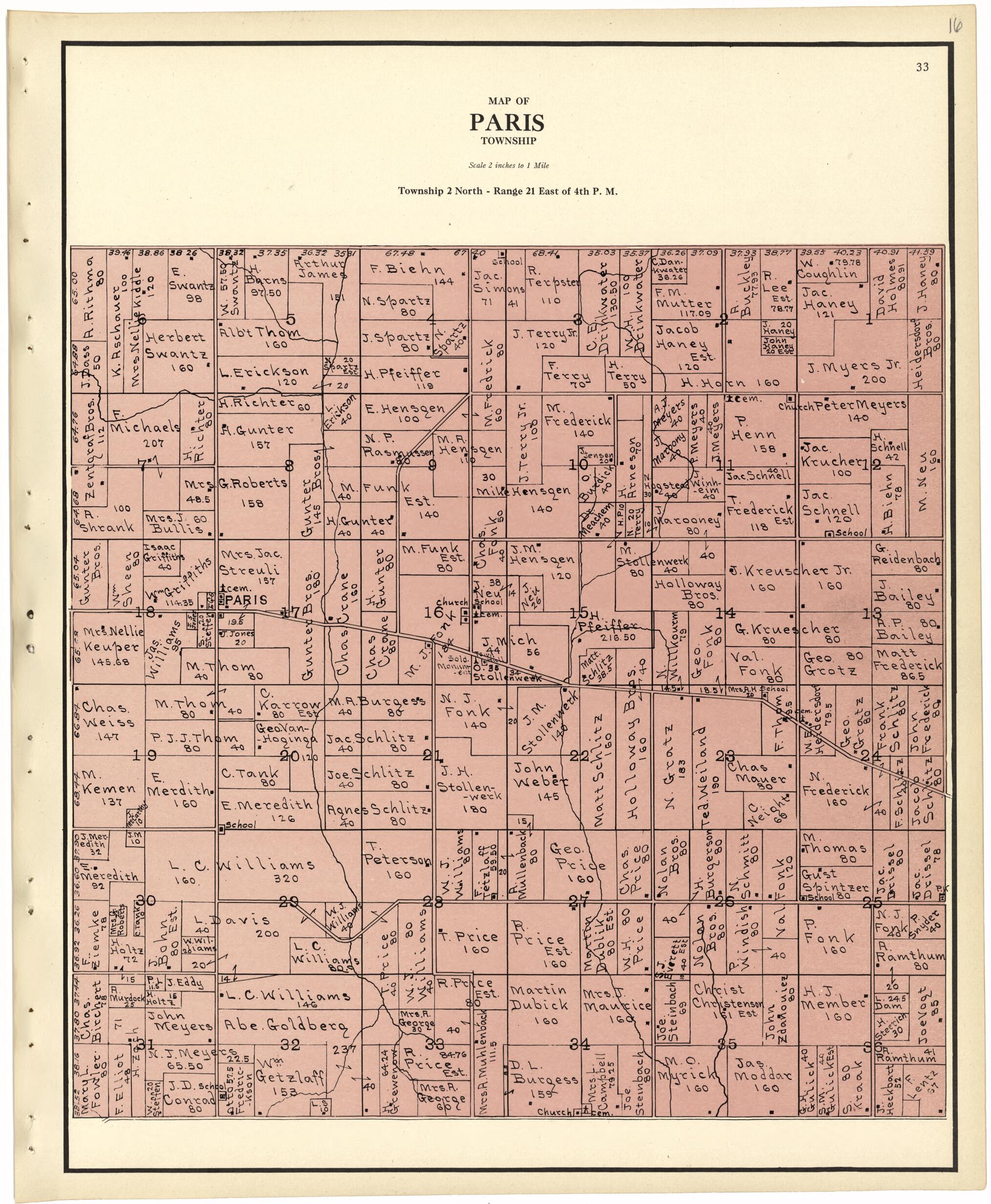 This old map of Map of Paris Township from Plat Book of Racine and Kenosha Counties, Wisconsin from 1924 was created by  Western Printing and Lithographing Company in 1924