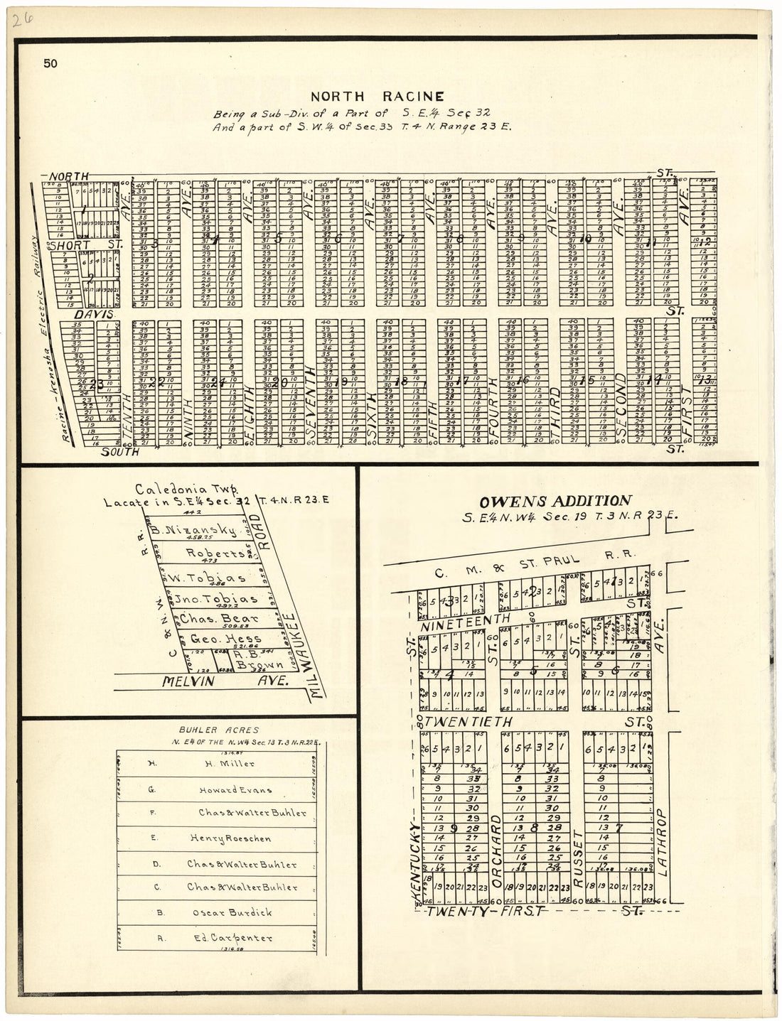 This old map of North Racine from Plat Book of Racine and Kenosha Counties, Wisconsin from 1924 was created by  Western Printing and Lithographing Company in 1924