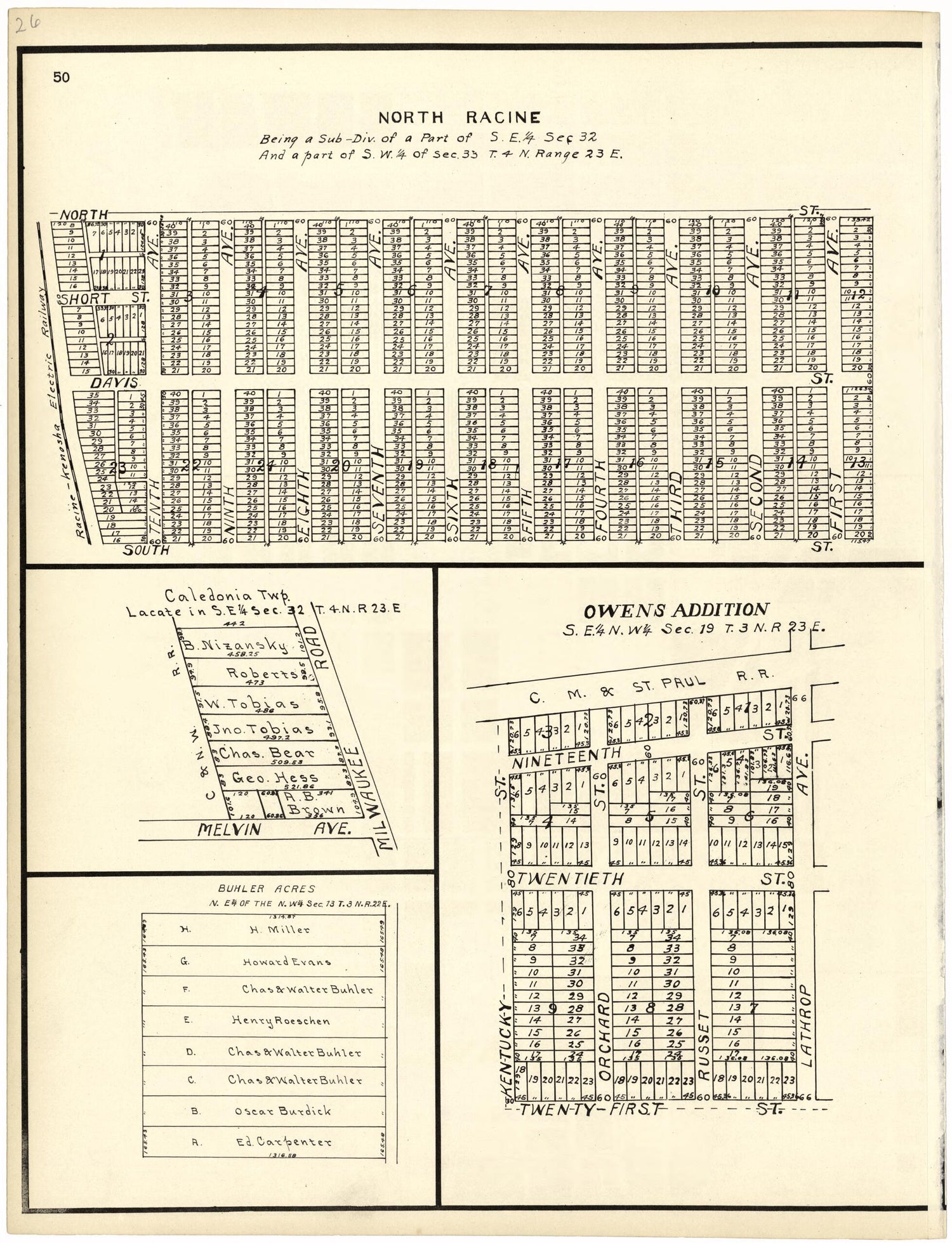 This old map of North Racine from Plat Book of Racine and Kenosha Counties, Wisconsin from 1924 was created by  Western Printing and Lithographing Company in 1924