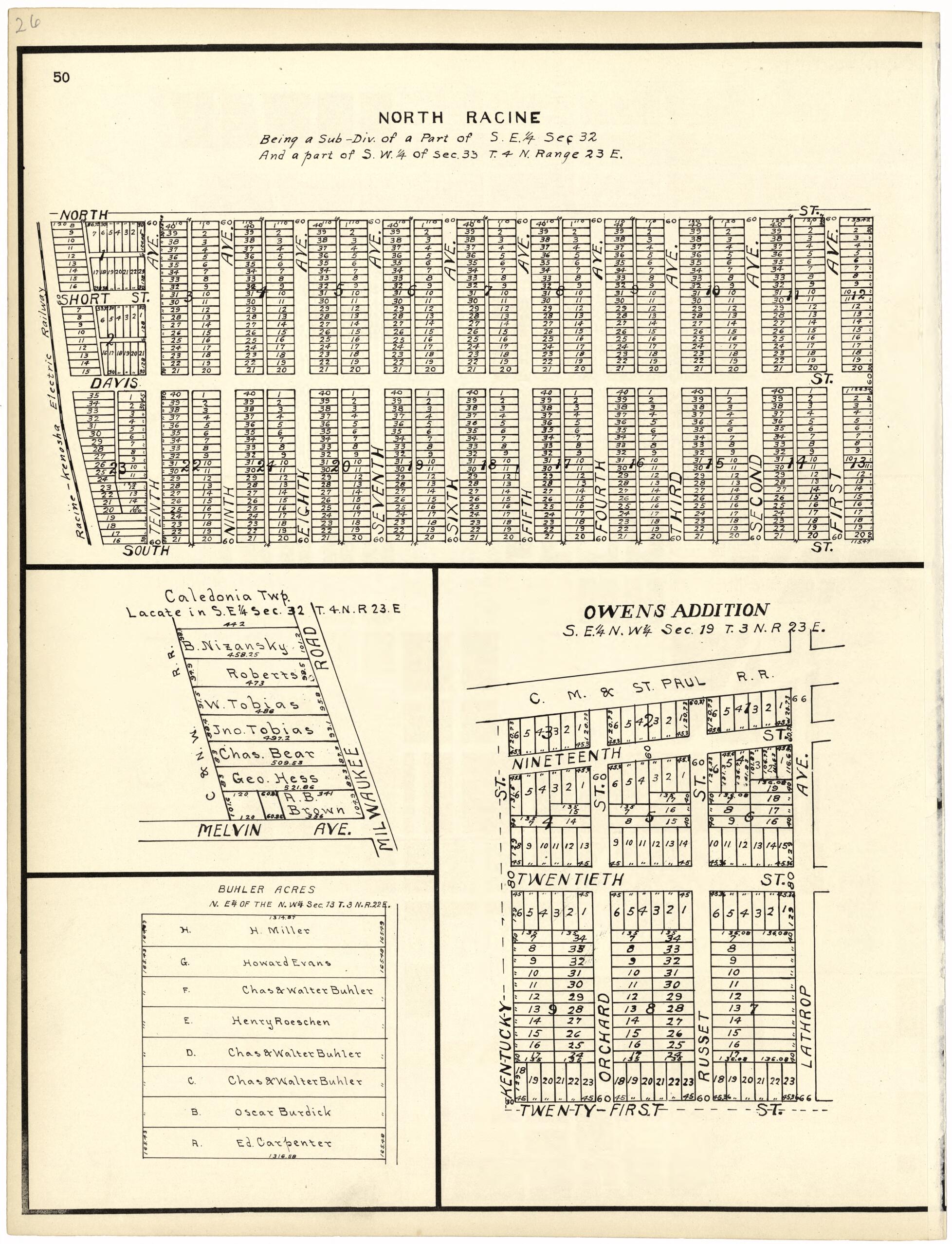 This old map of North Racine from Plat Book of Racine and Kenosha Counties, Wisconsin from 1924 was created by  Western Printing and Lithographing Company in 1924
