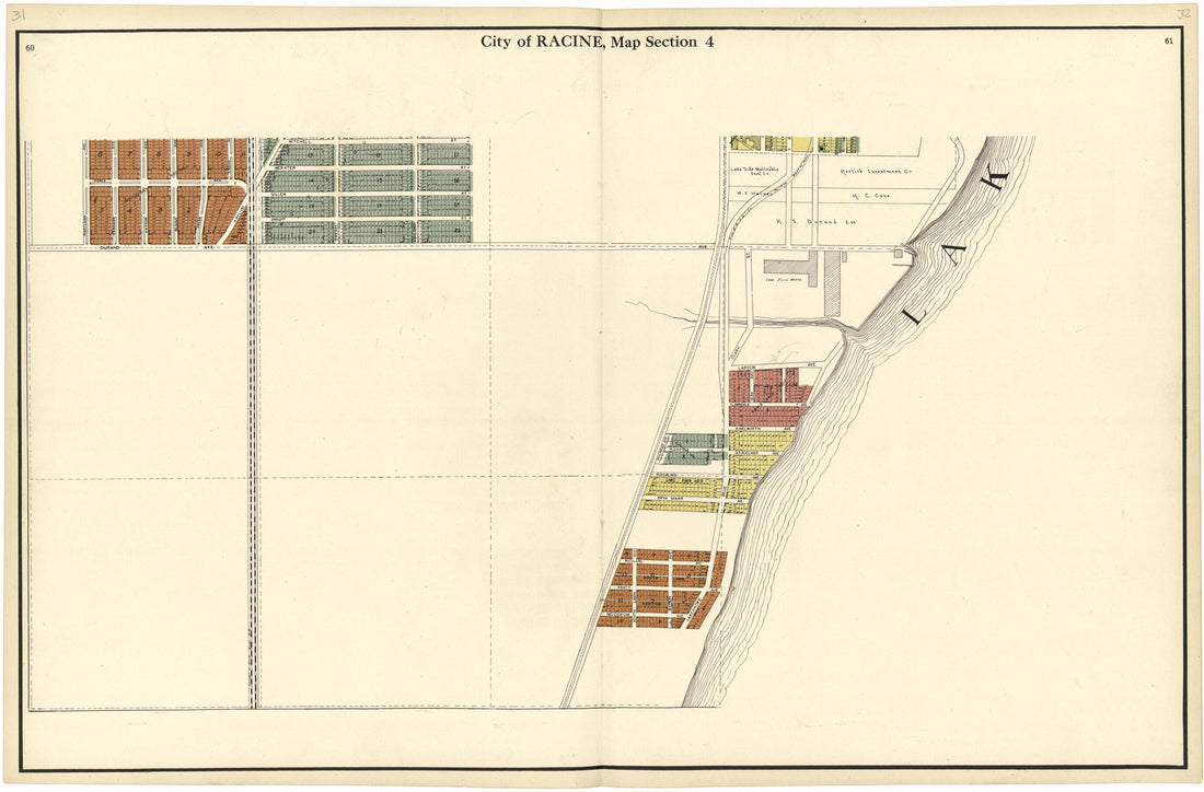 This old map of City of Racine, Map Section 4 from Plat Book of Racine and Kenosha Counties, Wisconsin from 1924 was created by  Western Printing and Lithographing Company in 1924