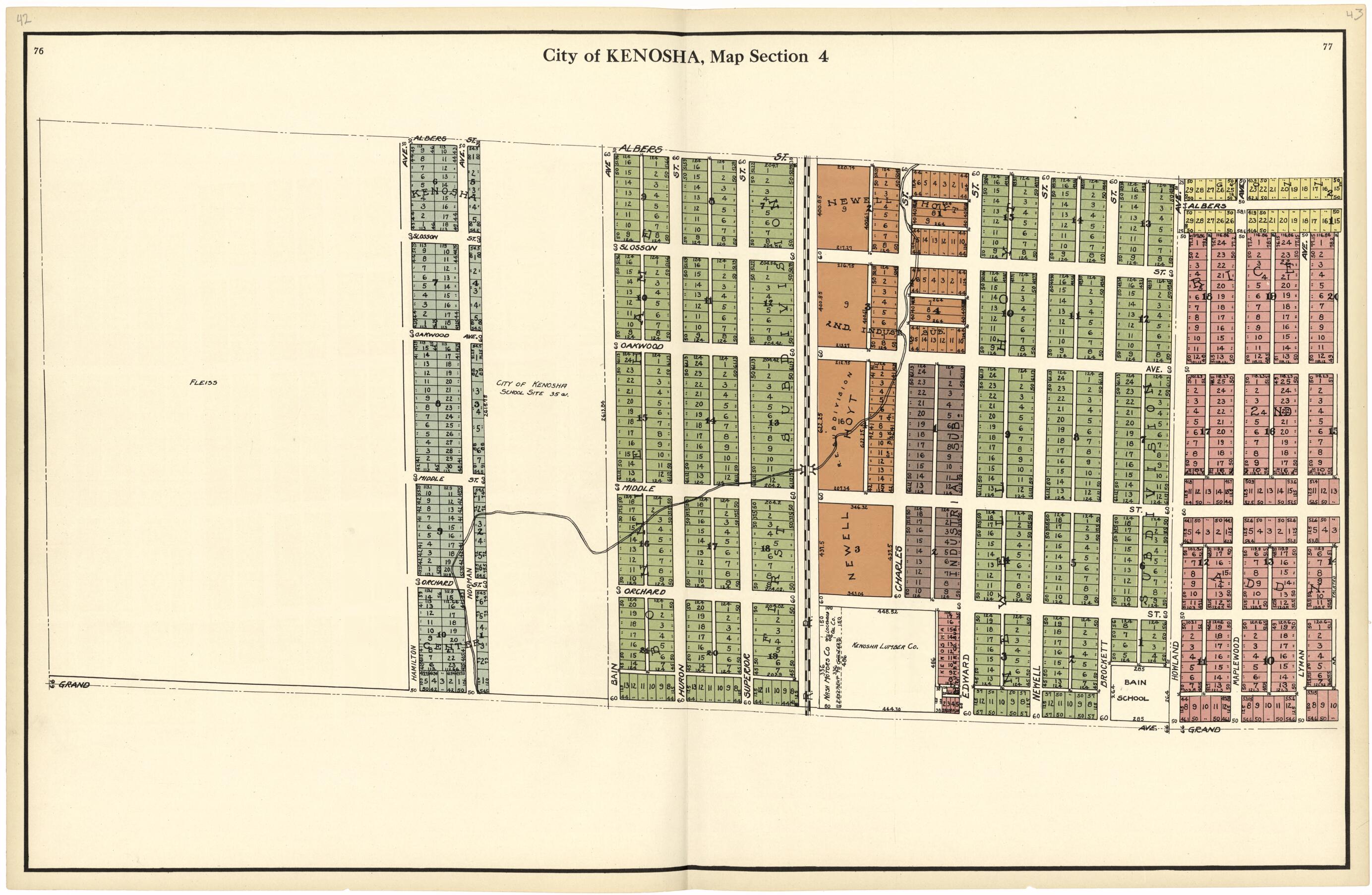 This old map of City of Kenosha, Map Section 4 from Plat Book of Racine and Kenosha Counties, Wisconsin from 1924 was created by  Western Printing and Lithographing Company in 1924