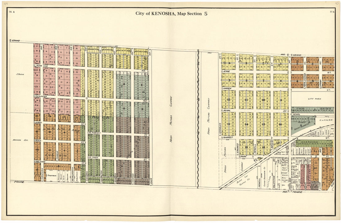 This old map of City of Kenosha, Map Section 5 from Plat Book of Racine and Kenosha Counties, Wisconsin from 1924 was created by  Western Printing and Lithographing Company in 1924