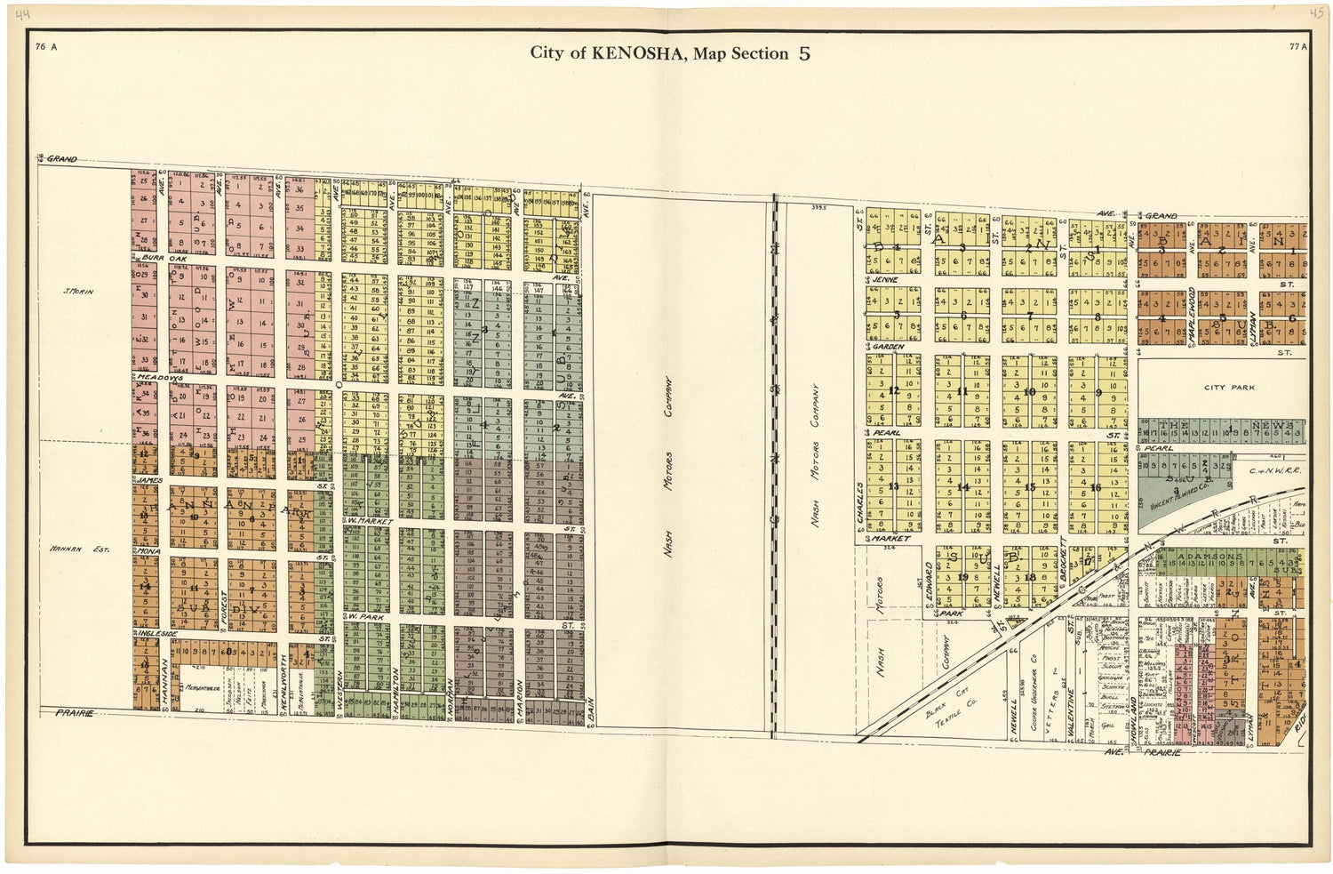 This old map of City of Kenosha, Map Section 5 from Plat Book of Racine and Kenosha Counties, Wisconsin from 1924 was created by  Western Printing and Lithographing Company in 1924