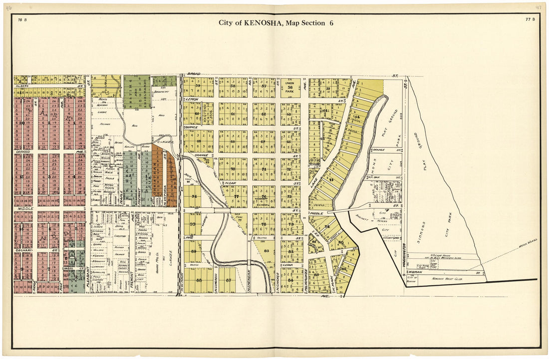 This old map of City of Kenosha, Map Section 6 from Plat Book of Racine and Kenosha Counties, Wisconsin from 1924 was created by  Western Printing and Lithographing Company in 1924