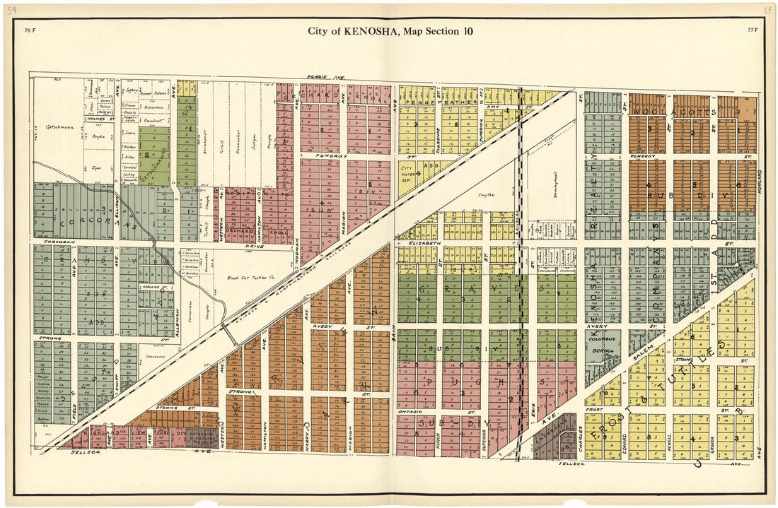 This old map of City of Kenosha, Map Section 10 from Plat Book of Racine and Kenosha Counties, Wisconsin from 1924 was created by  Western Printing and Lithographing Company in 1924
