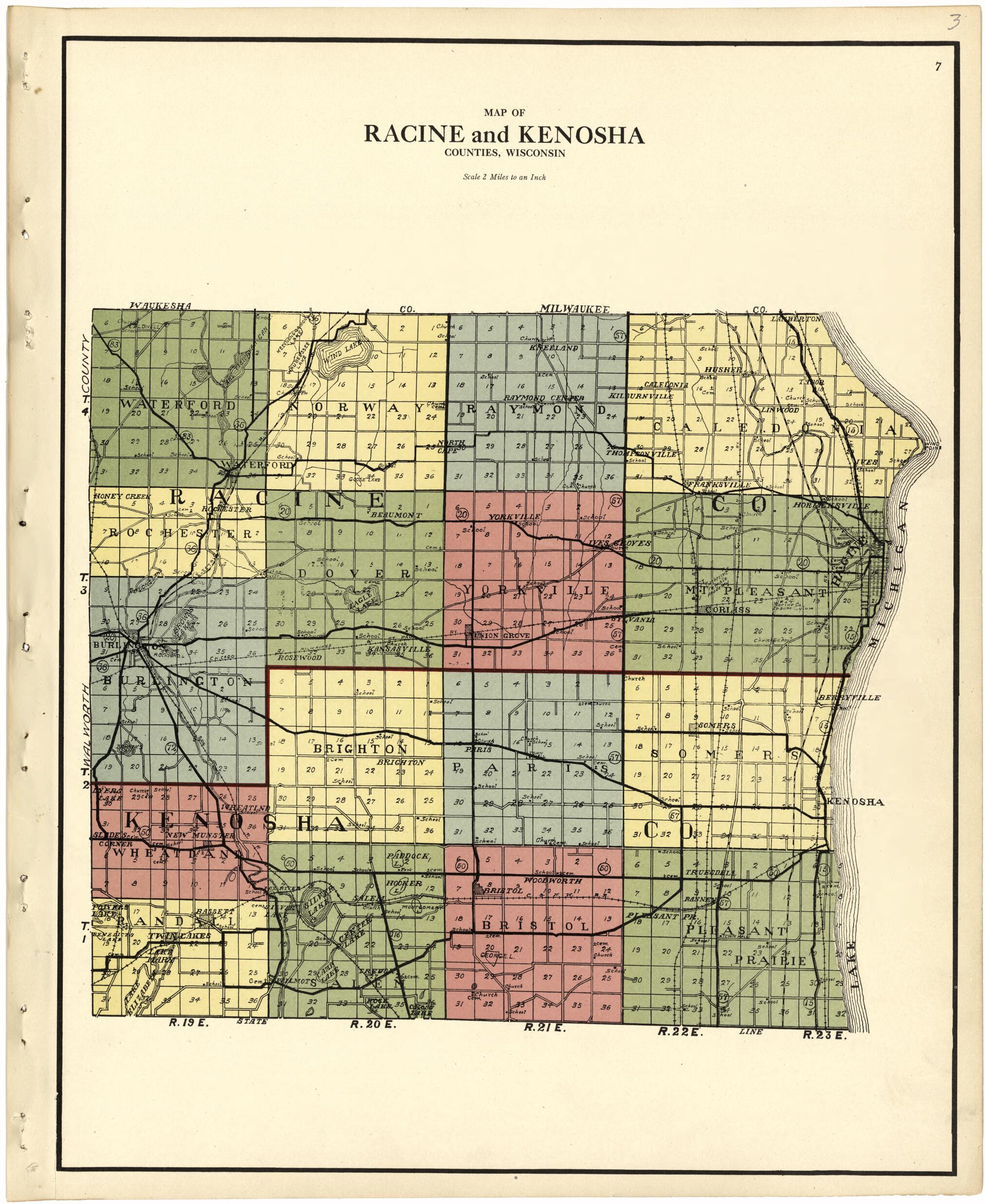 This old map of Map of Racine and Kenosha Counties, Wisconsin from Plat Book of Racine and Kenosha Counties, Wisconsin from 1924 was created by  Western Printing and Lithographing Company in 1924