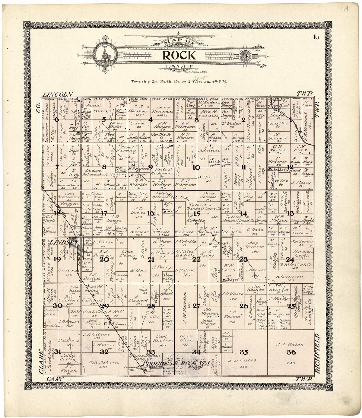 Map of Rock Township from Standard Atlas of Wood County, Wisconsin 1909 by Relic Map Company
