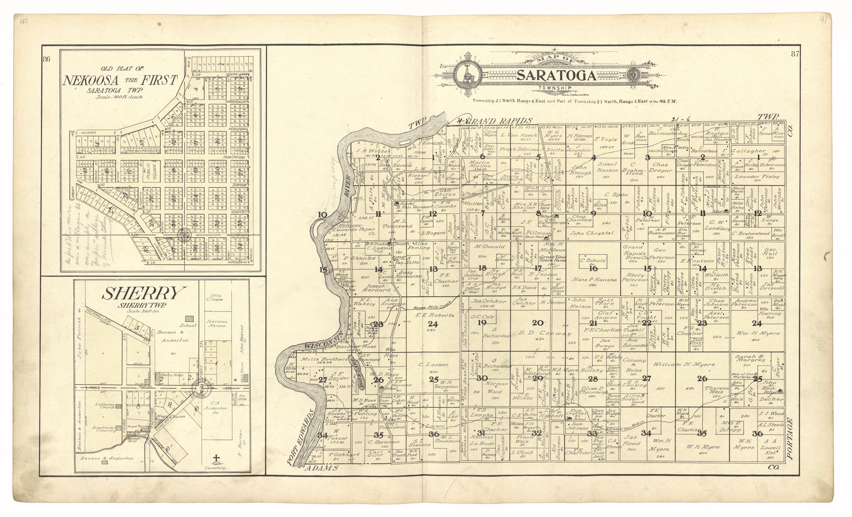 This old map of Map of Saratoga Township from Standard Atlas of Wood County, Wisconsin from 1909 was created by  Geo. A. Ogle &amp; Co in 1909