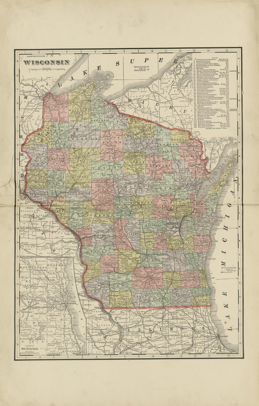 This old map of Wisconsin from Plat Book of Washington and Ozaukee Counties, Wisconsin from 1915 was created by Albert Volk in 1915