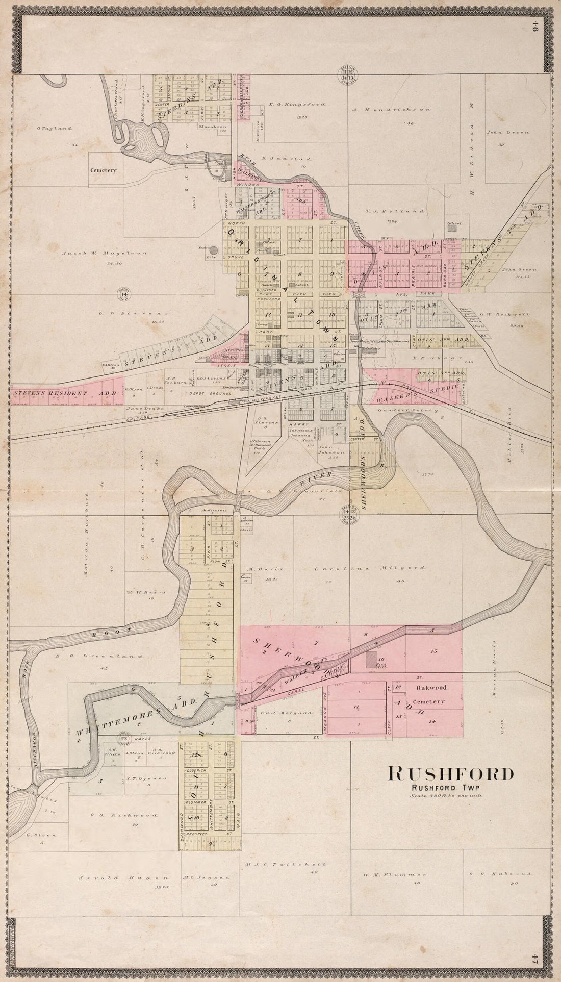 This old map of Rushford Township from Standard Atlas of Fillmore County, Minnesota from 1896 was created by  Geo. A. Ogle &amp; Co in 1896