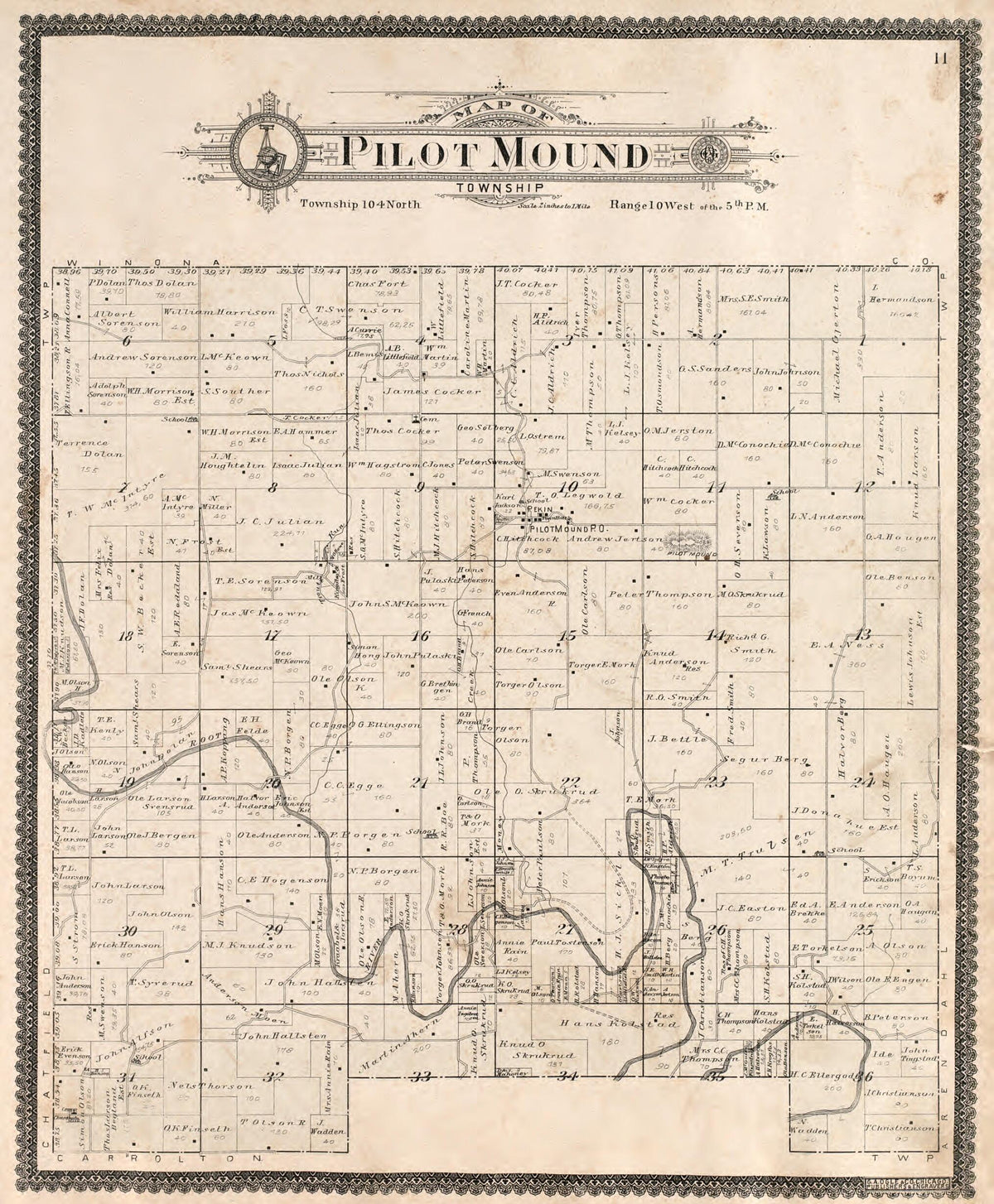 Pilot Mound Township from Standard Atlas of Fillmore County, Minnesota 1896 by Relic Map Company