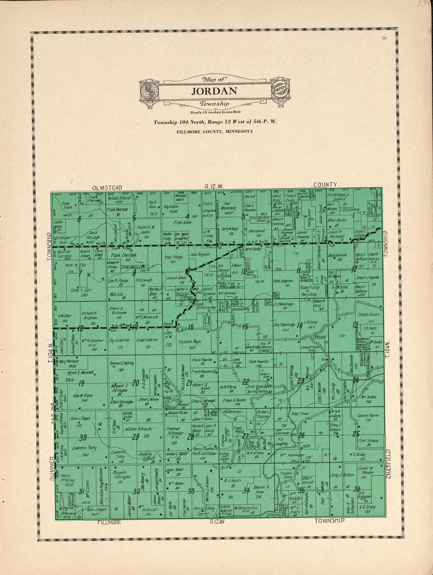 This old map of Jordan Township from Atlas and Farmers&