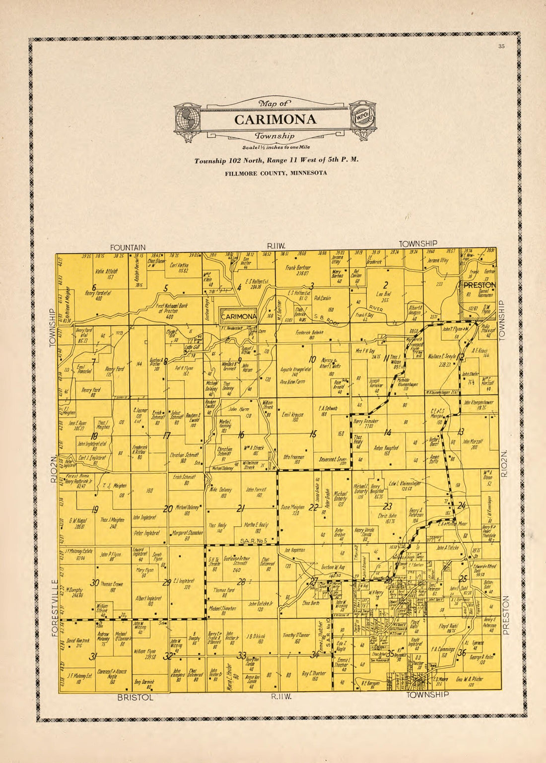 This old map of Carimona Township from Atlas and Farmers&