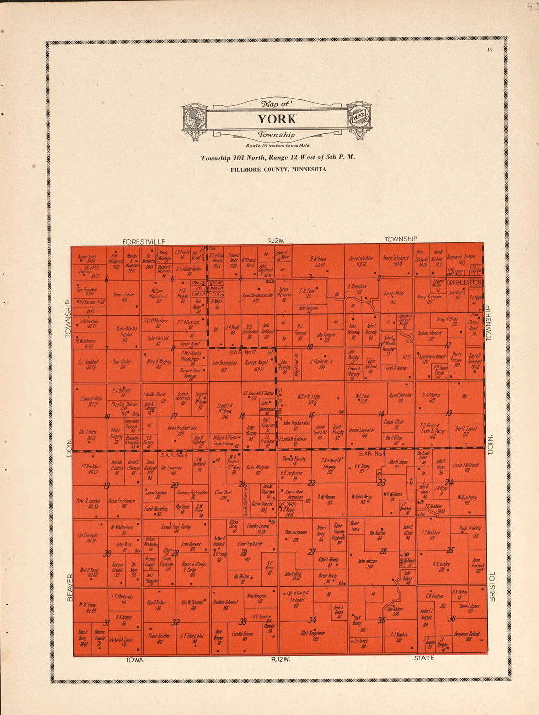 This old map of York Township from Atlas and Farmers&