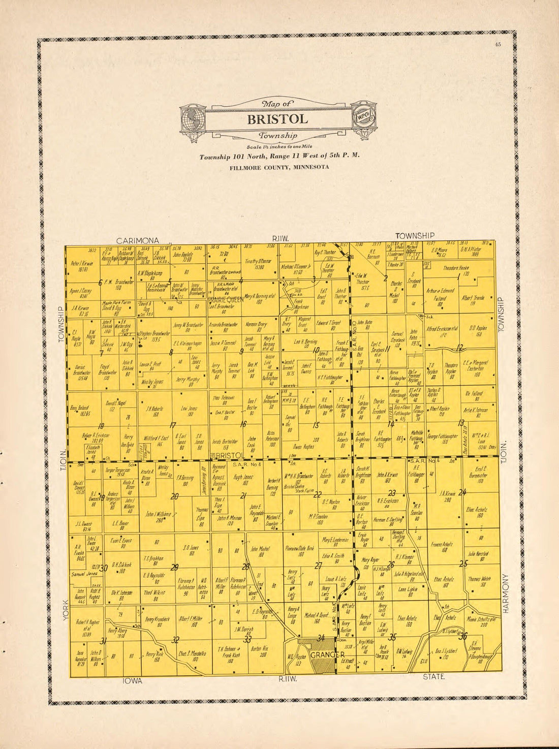 This old map of Bristol Township from Atlas and Farmers&