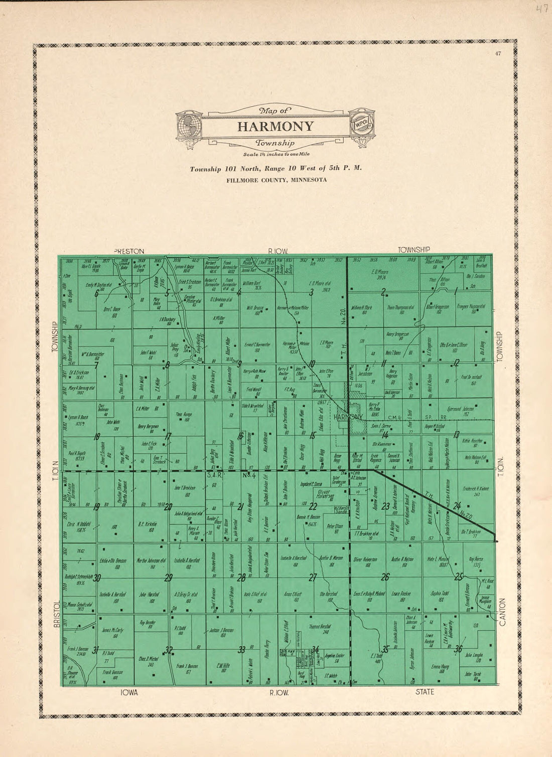 This old map of Harmony Township from Atlas and Farmers&