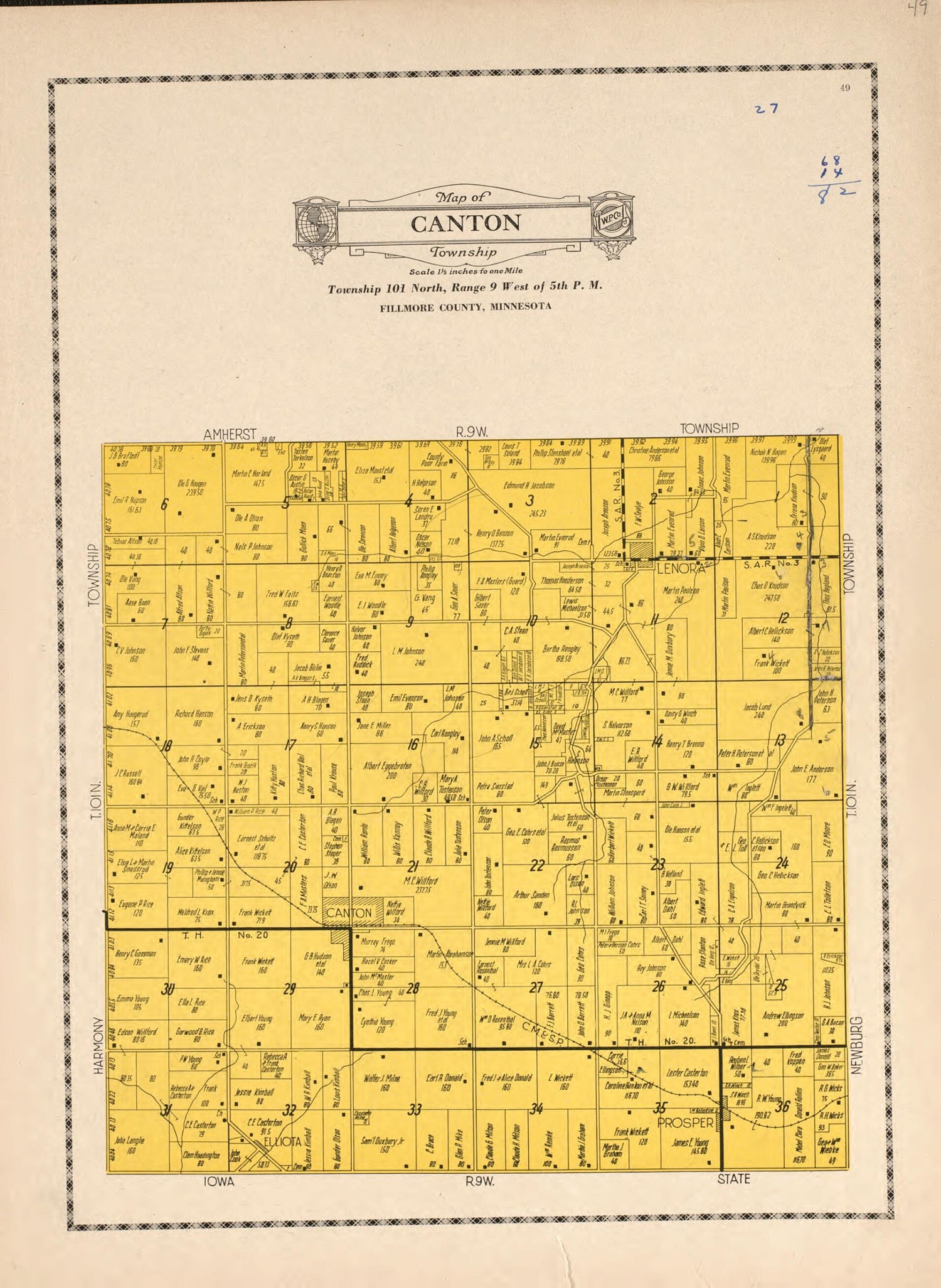 This old map of Canton Township from Atlas and Farmers&
