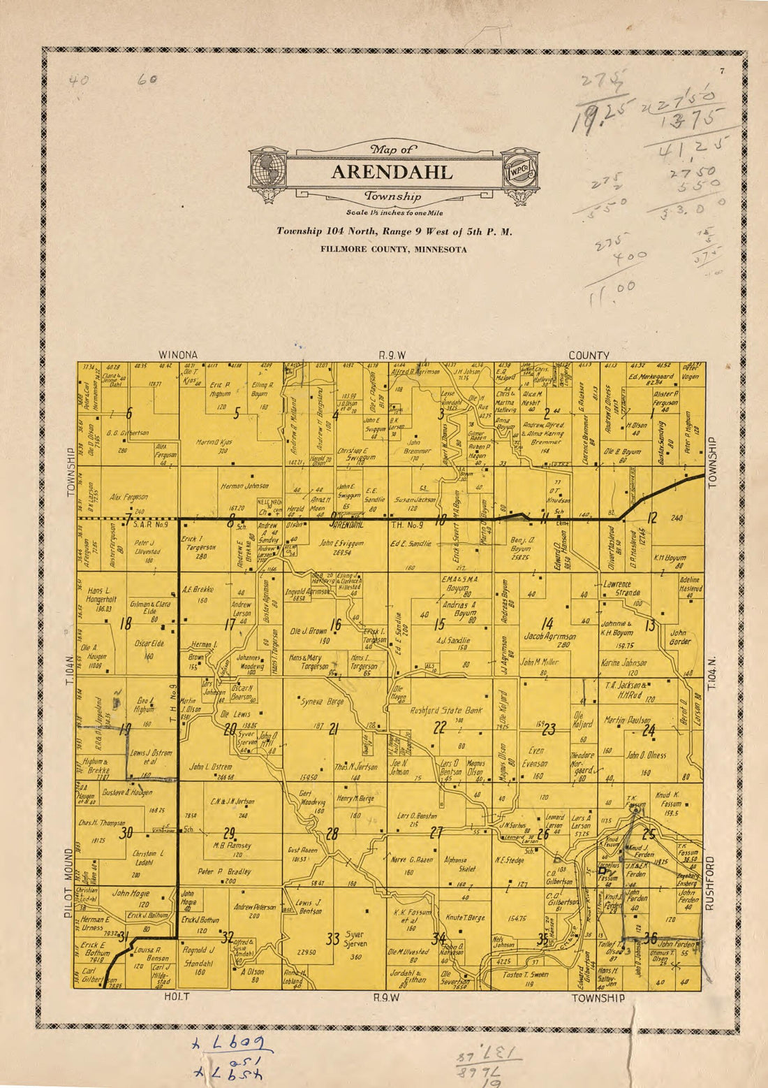 This old map of Arendahl Township from Atlas and Farmers&