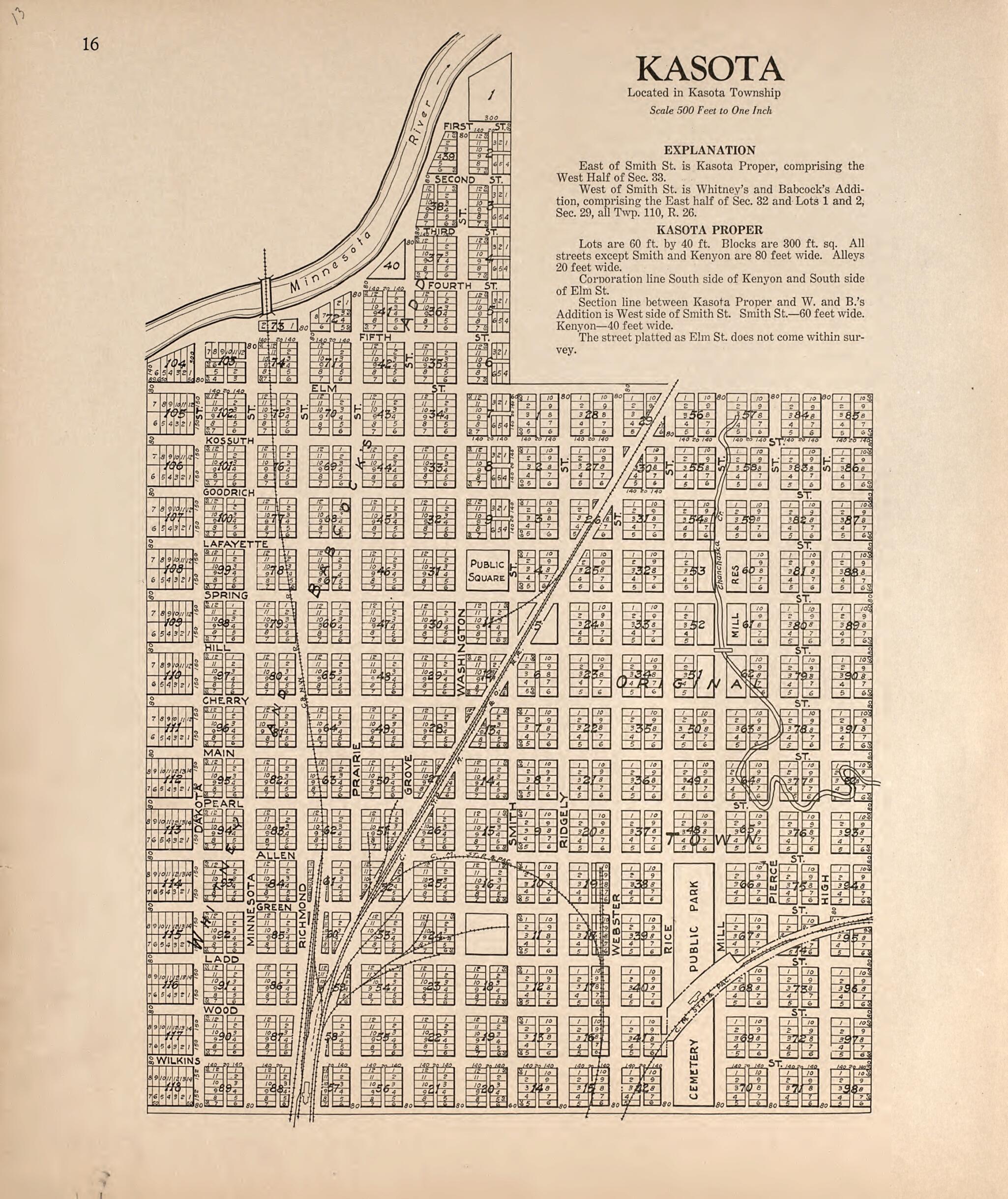 This old map of Kasota from Plat Book of Le Sueur County, Minnesota from 1928 was created by L. W. Prendergast in 1928