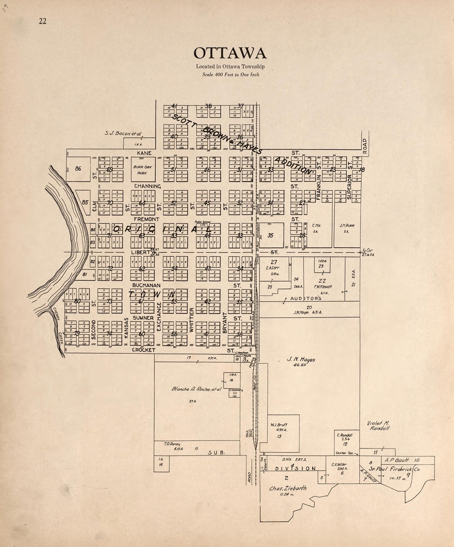 This old map of Ottawa from Plat Book of Le Sueur County, Minnesota from 1928 was created by L. W. Prendergast in 1928