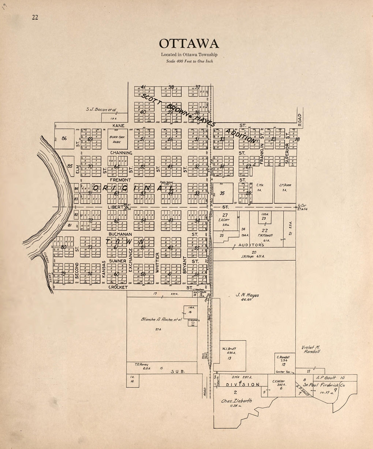 Ottawa from Plat Book of Le Sueur County, Minnesota 1928 by Relic Map Company