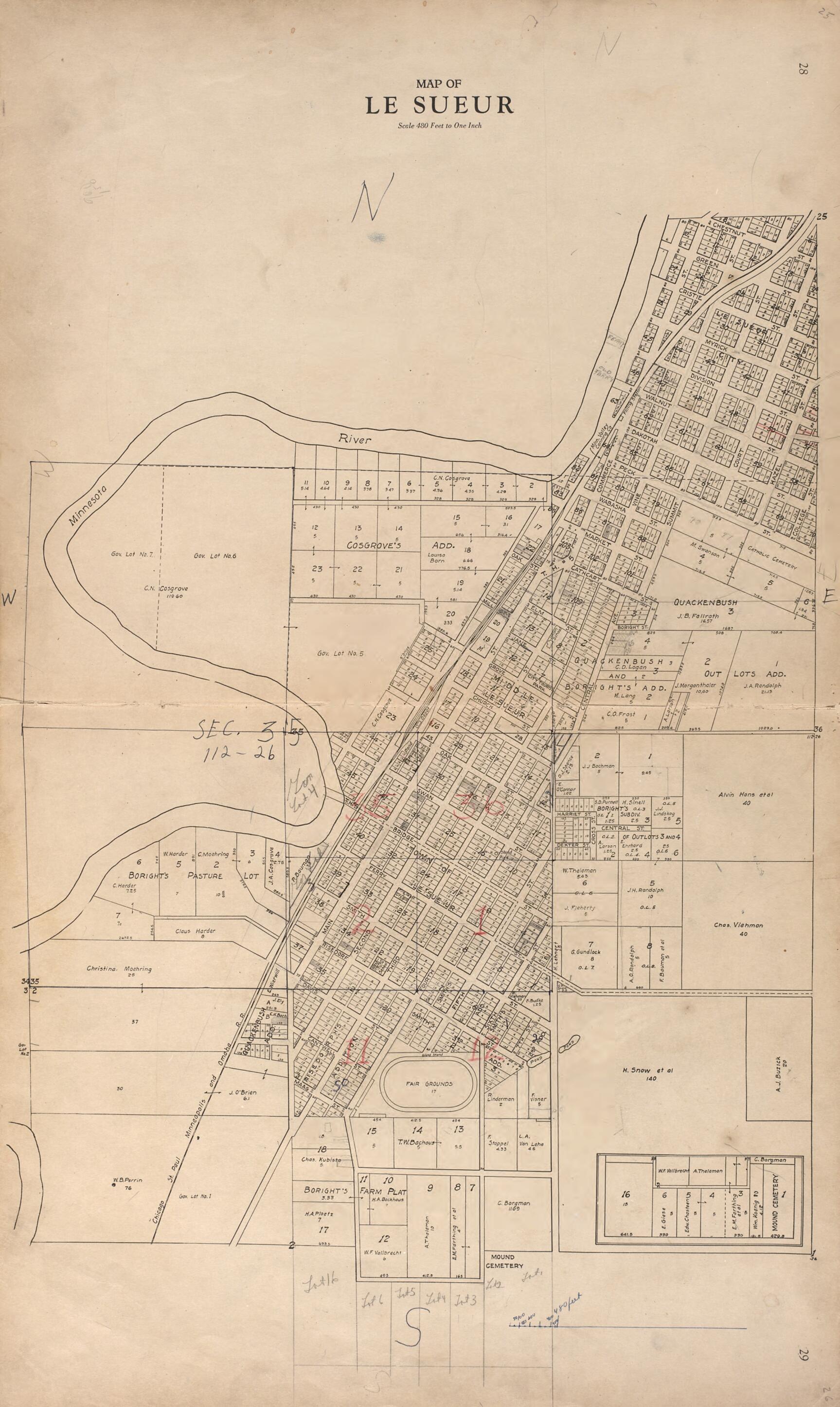 This old map of Map of Le Sueur from Plat Book of Le Sueur County, Minnesota from 1928 was created by L. W. Prendergast in 1928