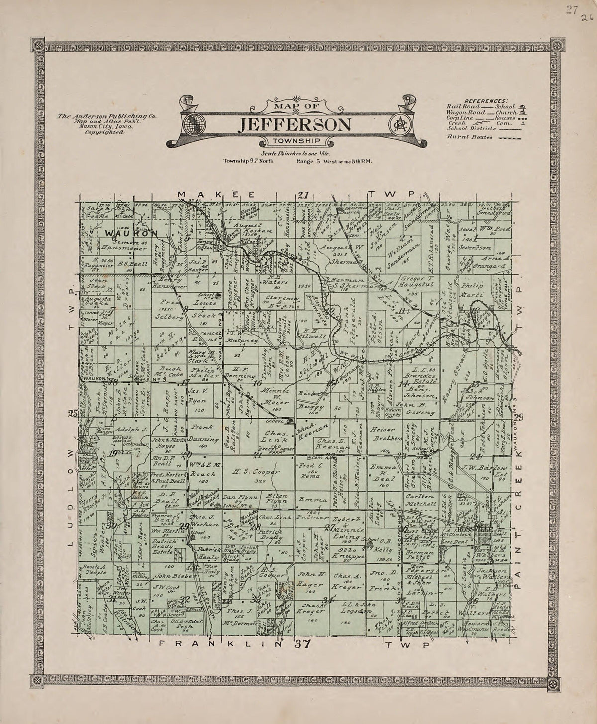 Jefferson Township from Atlas of Allamakee County, Iowa 1917 by Relic Map Company