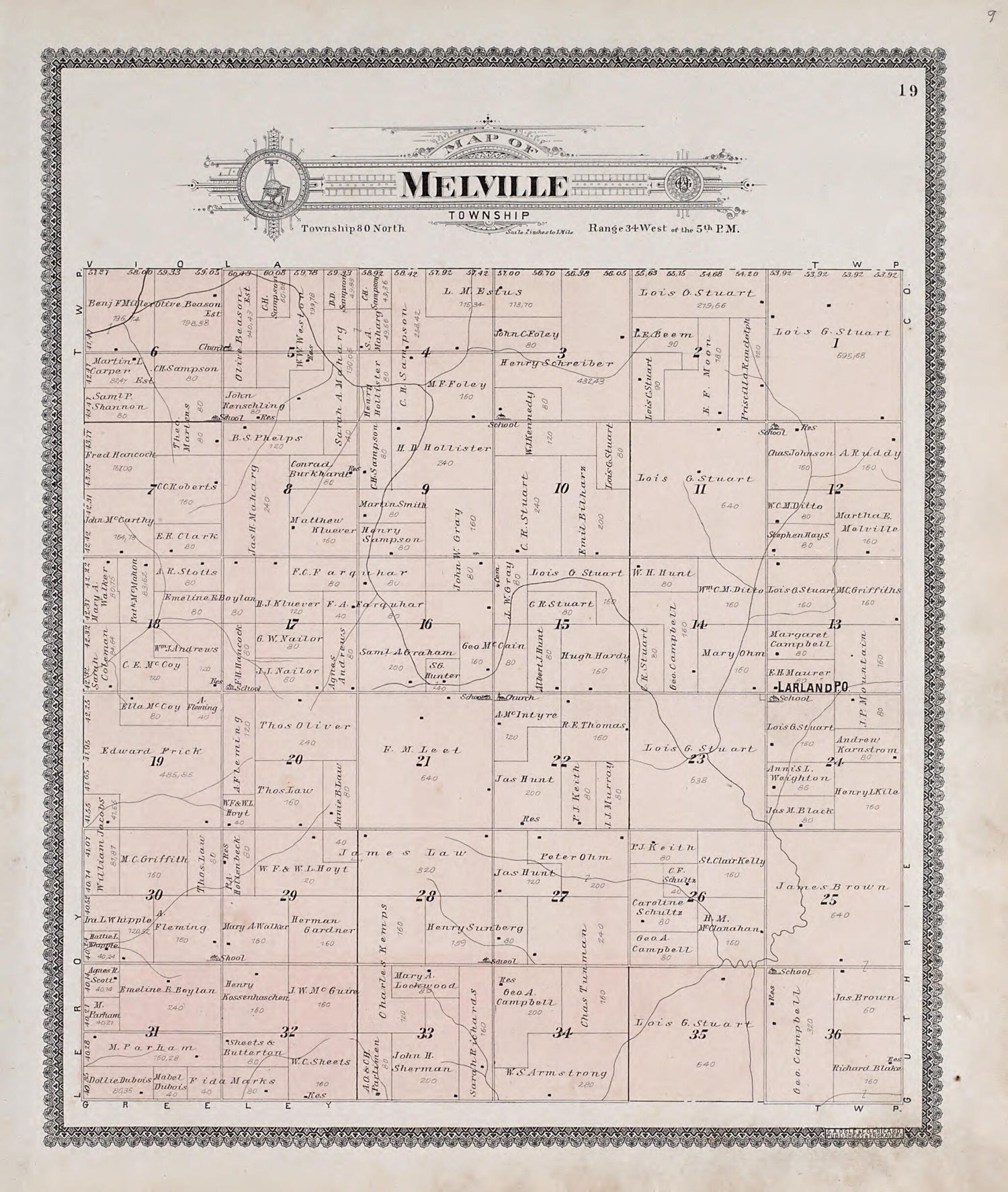 This old map of Melville Township from Standard Atlas of Audubon County, Iowa from 1900 was created by  Geo. A. Ogle &amp; Co in 1900