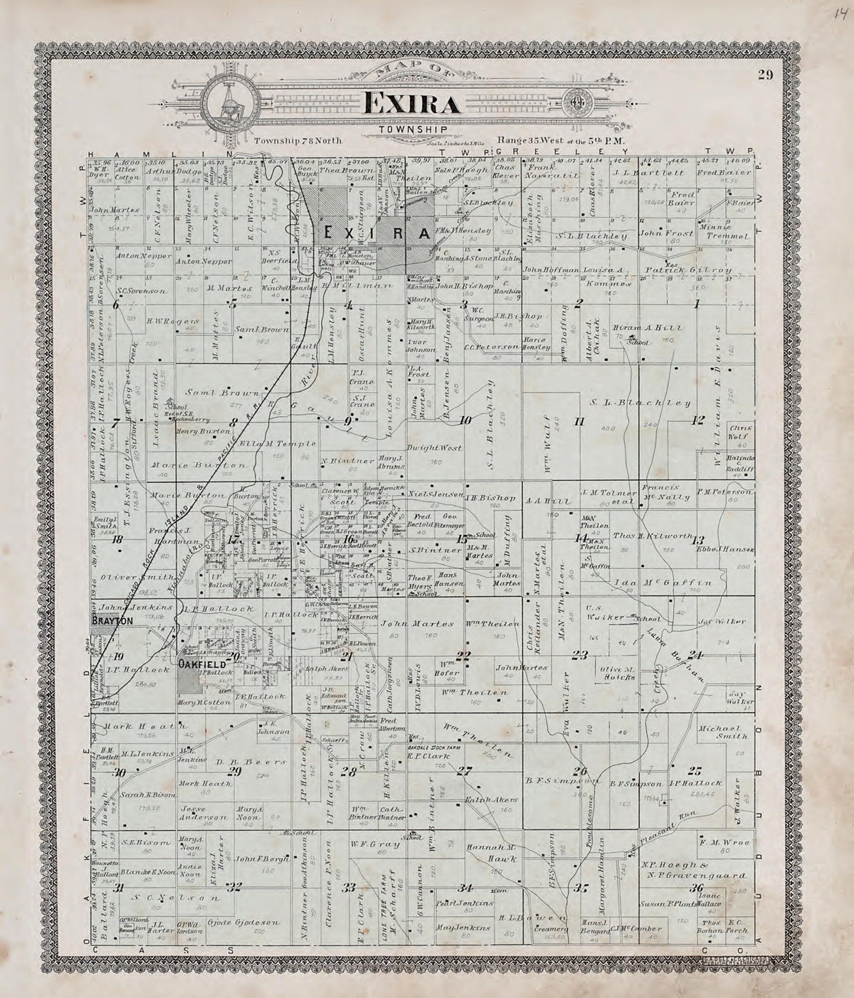 Exira Township from Standard Atlas of Audubon County, Iowa 1900 by Relic Map Company