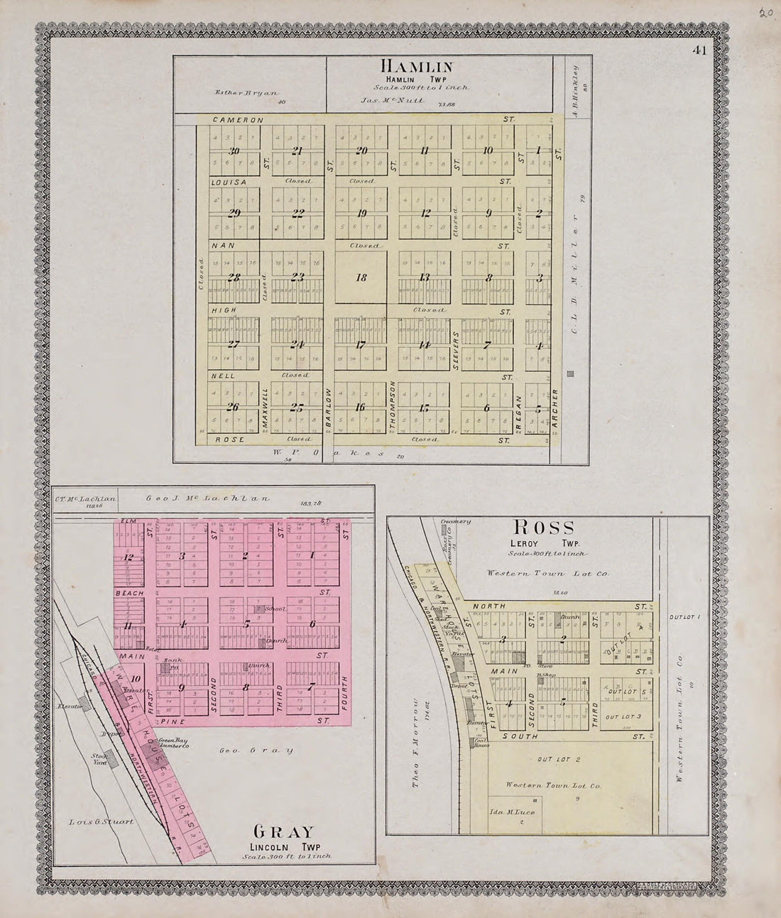 This old map of Hamilton; Gray; Ross from Standard Atlas of Audubon County, Iowa from 1900 was created by  Geo. A. Ogle &amp; Co in 1900