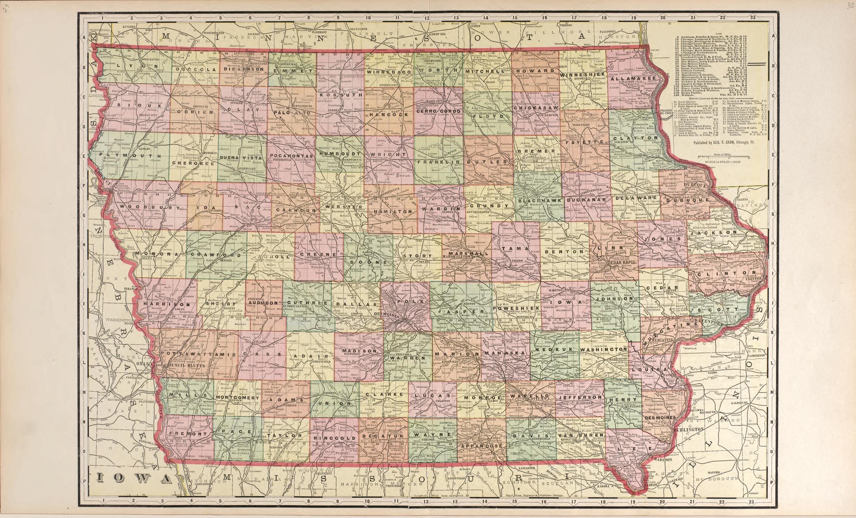 This old map of Iowa Counties from Standard Atlas of Buena Vista County, Iowa from 1908 was created by  Geo. A. Ogle &amp; Co in 1908