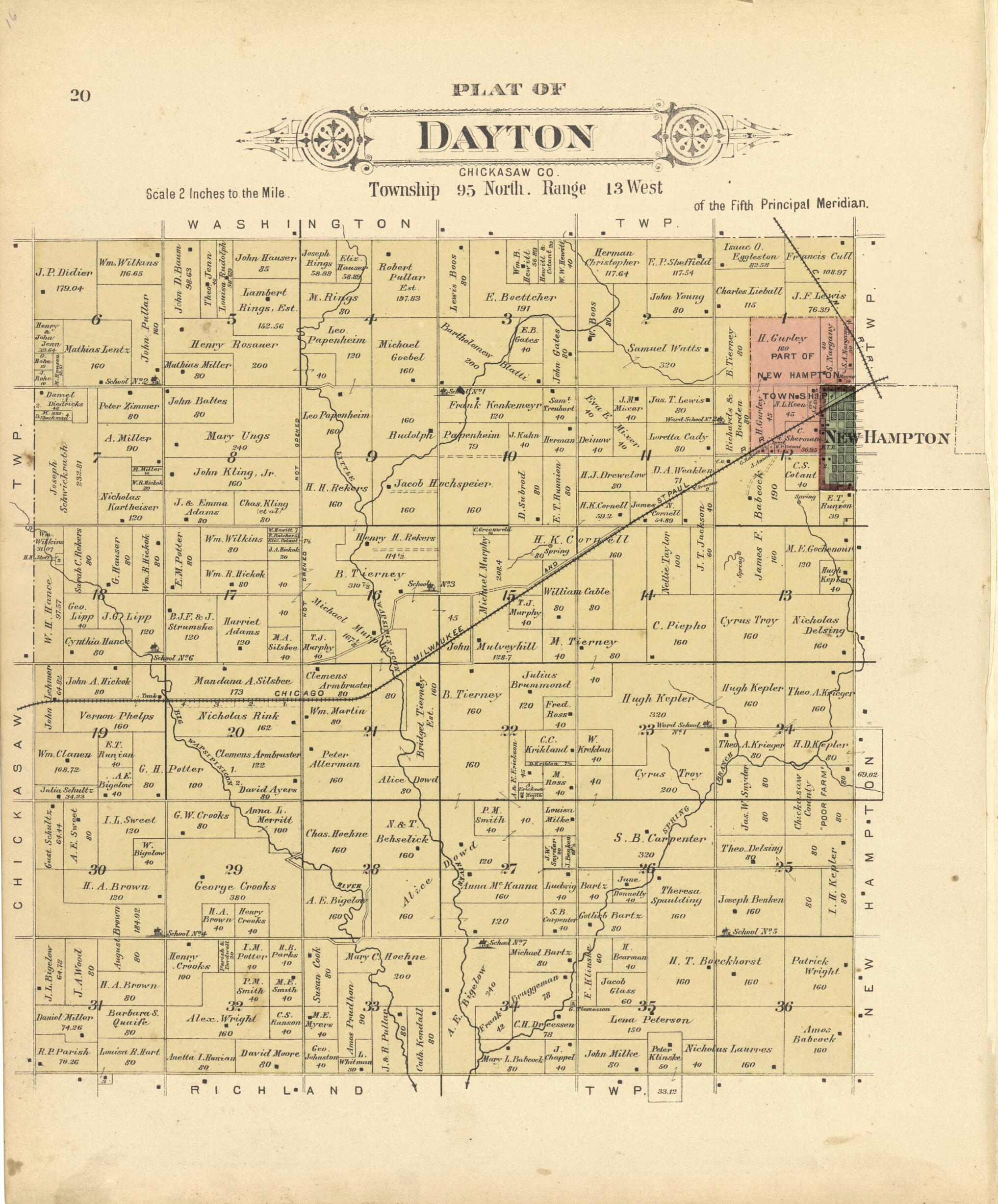 This old map of Plat of Dayton from Plat Book of Chickasaw County, Iowa from 1892 was created by  North West Publishing Co in 1892