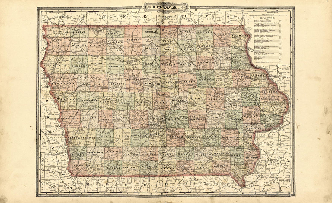 This old map of Map of Iowa from Plat Book of Chickasaw County, Iowa from 1892 was created by  North West Publishing Co in 1892